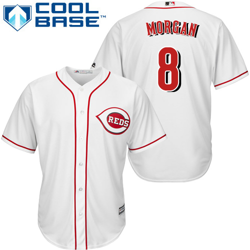 Reds #8 Joe Morgan White Cool Base Stitched Youth MLB Jersey